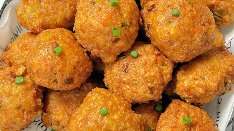 上浆裹粉丸子油炸生产工艺流程